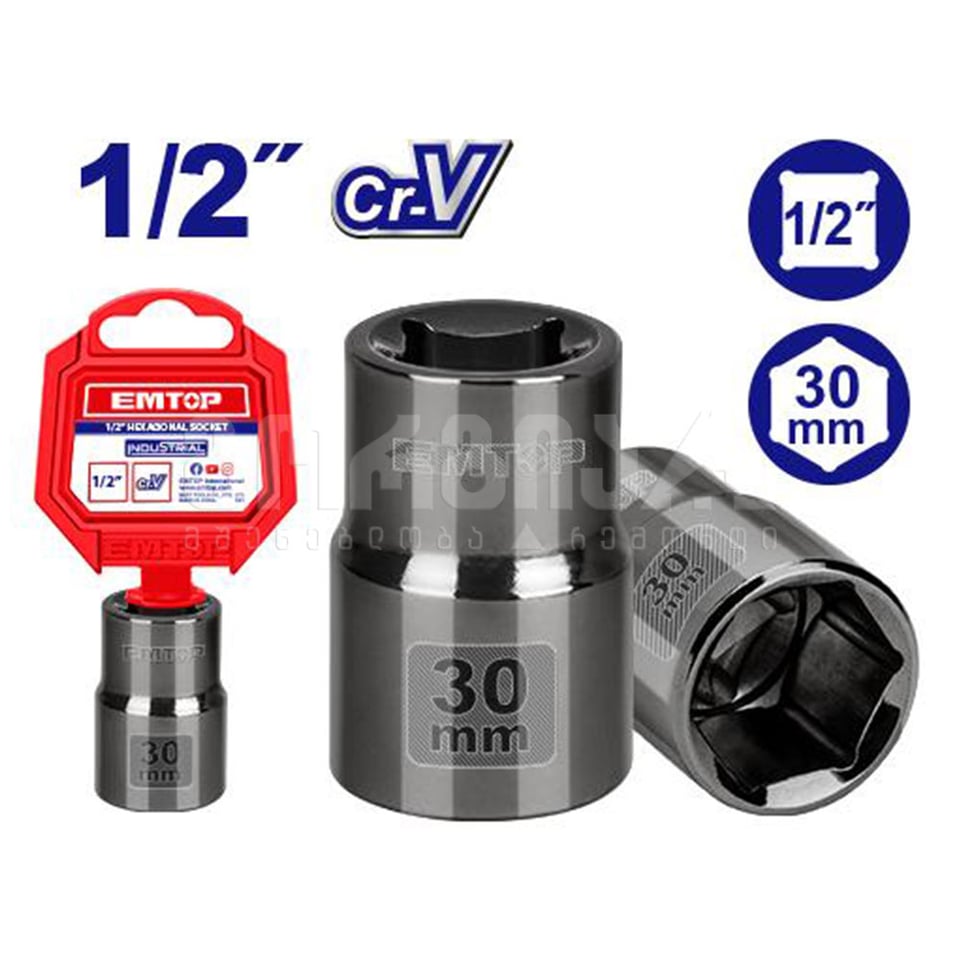 1/2" ექვსკუთხა თავაკი 30მმ Emtop-ESCT12301