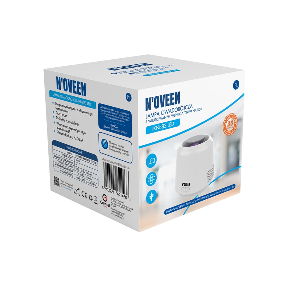 მწერების საწინააღმდეგო NOVEEN LED 6W 1000V 30მ² IKN883