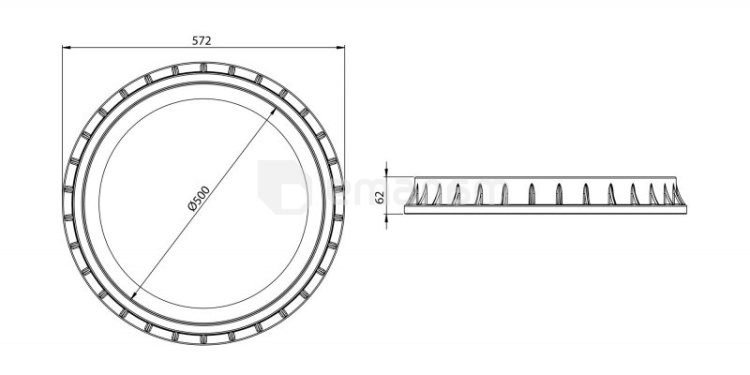 ლიუკი პლასტიკის შავი საკეტით Torun Plastik Ø500 mm