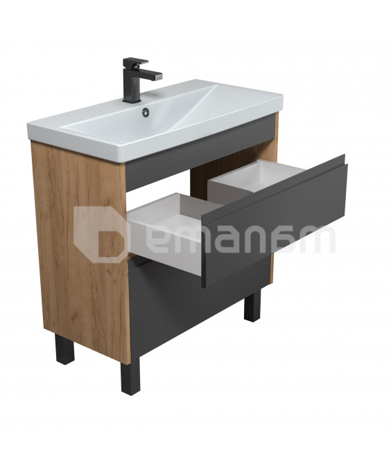 აბაზანის ტუმბო ხელსაბნით  JESSY 80-U Wood/Grey Sempre 81 სმ