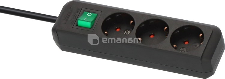 დამაგრძელებელი  Brennenstuhl 3 5მ 3 1.5მმ² Schuko ამომრთველი შავი Eco-Line 1152900