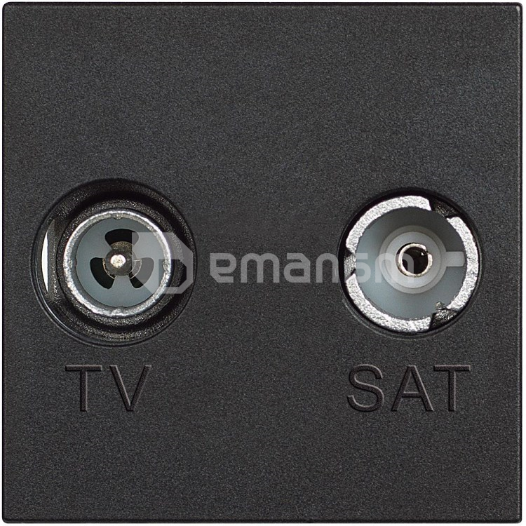 როზეტი Bticino TV SAT 2 მოდული შავი