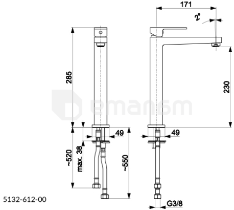 ხელსაბნის შემრევი KFA Logon შავი,Click-Clack სიფონით