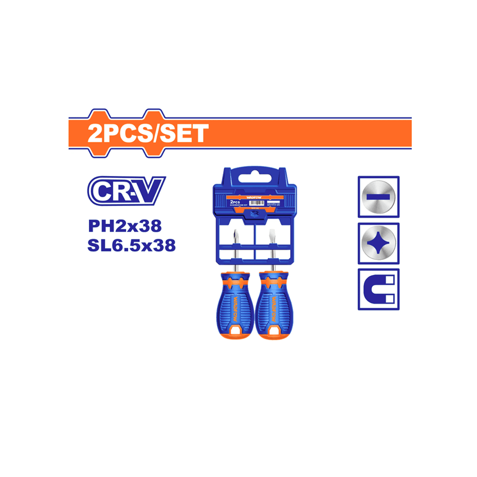 ბრტყელი და ჯვარედინა სახრახნისების 2 ც-იანი ნაკრები 2X6.5X38 (WSS1202) WADFOW