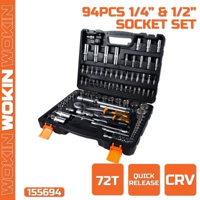 ხელსაწყოების ნაკრები Wokin 155694, 94Pcs Tool Set, Black/Silver