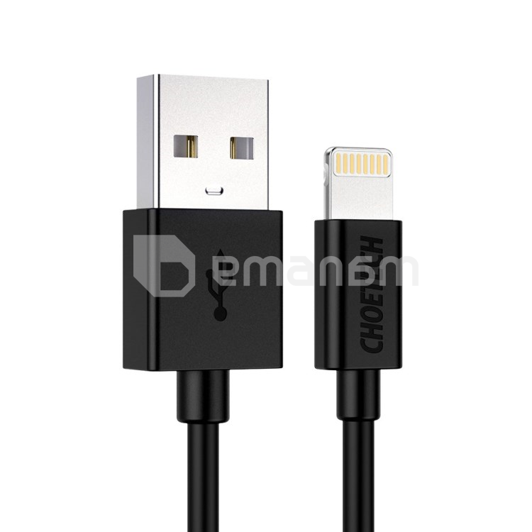 კაბელი USB Choetech USB lightning MFI შავი 1.8 მ