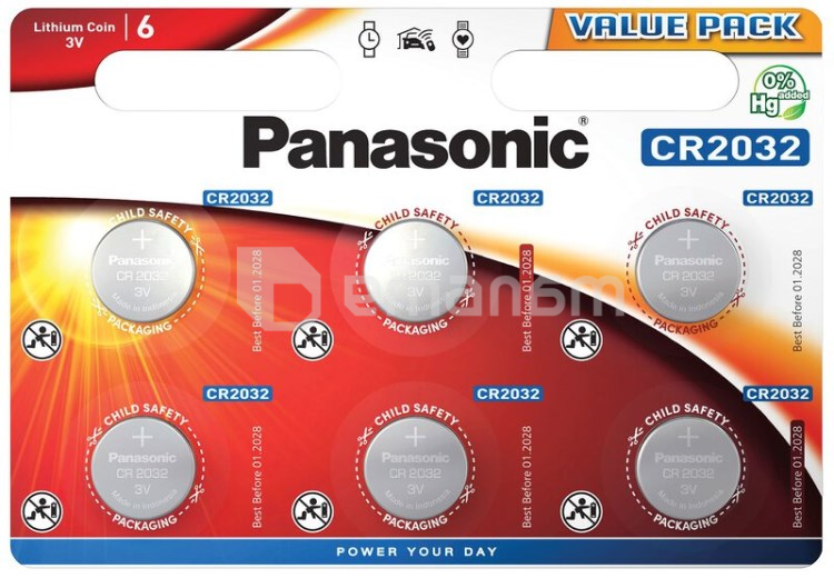 ლითიუმის ელემენტი Panasonic CR2032 6ც.