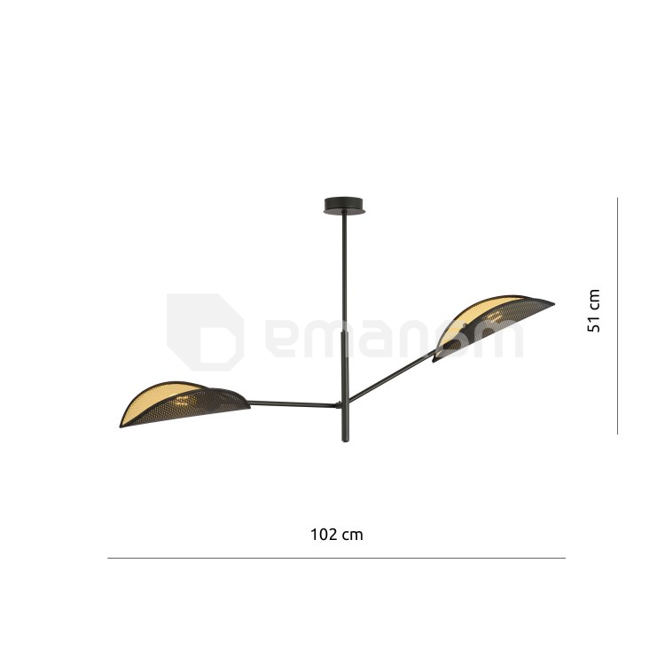 ჭაღი EMIBIG VENE 2 E14 2x MAX 40W შავი ოქროსფერი