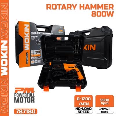 პერფორატორი Wokin 787180, 800W, 1200Rpm, ROTARY HAMMER(INDUSTRIAL) Black/Orange