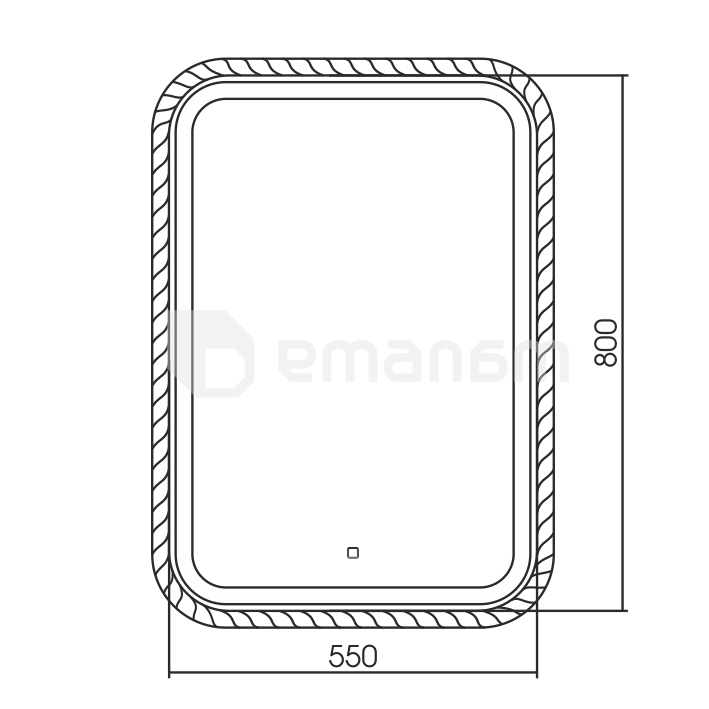 სარკე სენსორული ჩამრთველით Silver Mirrors Galeon 550х800