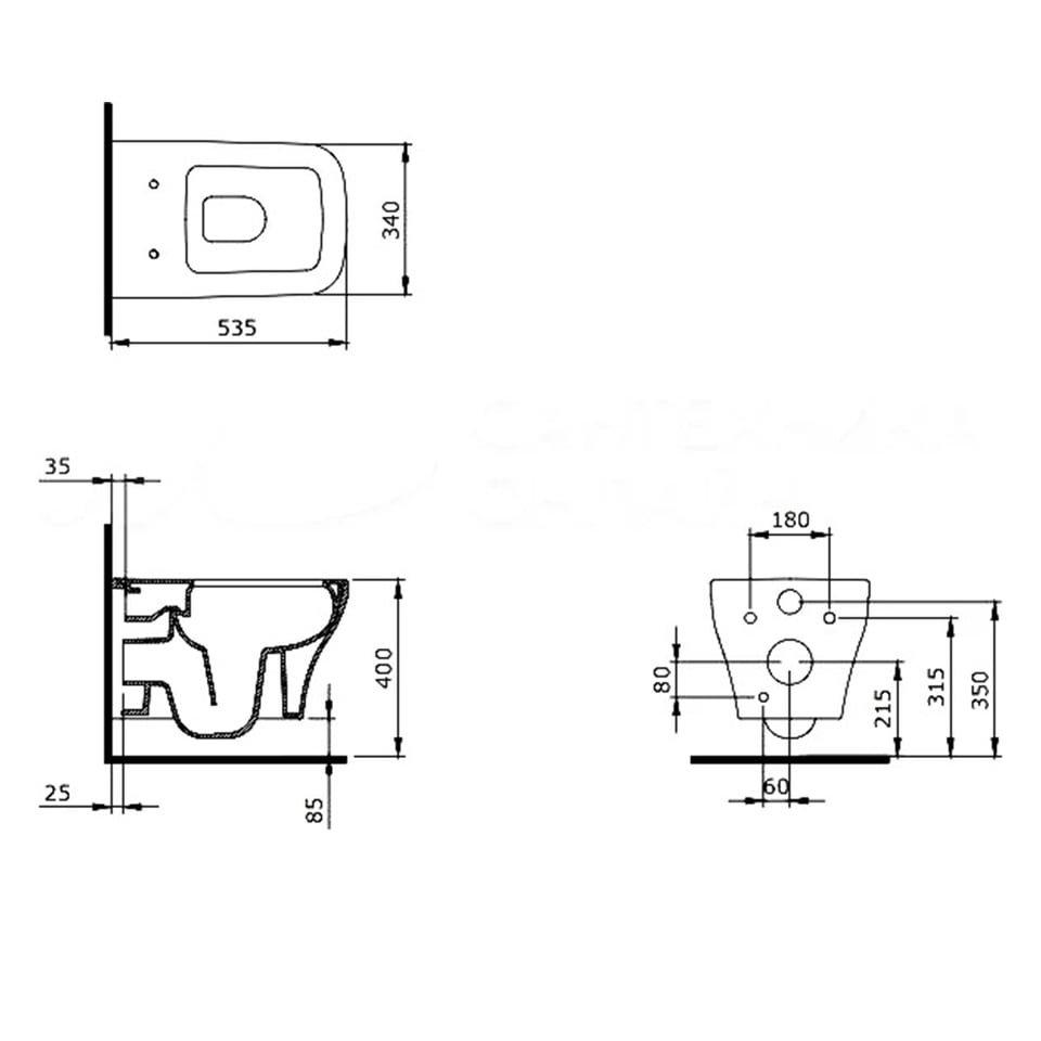 დასაკიდი უნიტაზი თავსაფარით Bocchi Firenze white