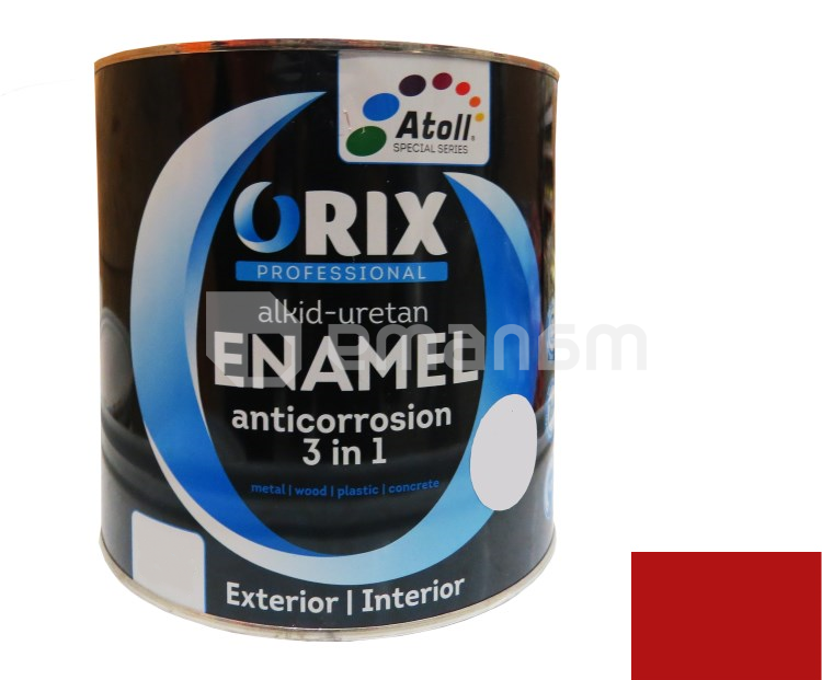 ემალი ანტიკოროზიული Atoll Orix Color 3 in 1, 0.7 ლ წითელი RAL 3002