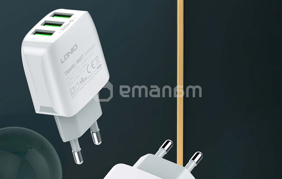დამტენი LDNIO A3312 17W USB To Type C 3 USB კაბელი
