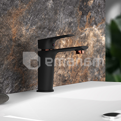 ხელსაბანის ონკანი Rubineta Modena 18 BK RG შავი