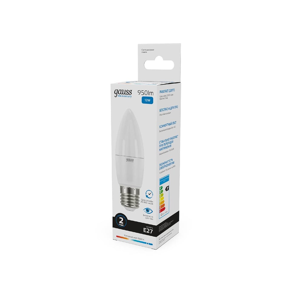 LED ნათურა Elementary Candle 12W 950lm 6500K E27 Gauss