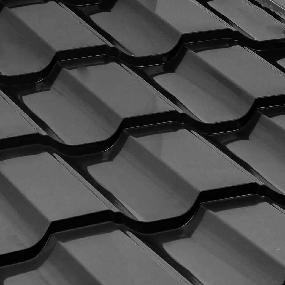 მეტალოკრამიტის ფერადი თუნუქის სახურავი მოდერნი 0.50X1200 მმ NOVA RAL 9005