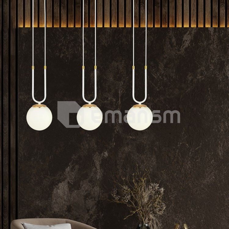 საკიდი EMIBIG GLAM 3 E14 3x MAX 40W WHITE OPAL