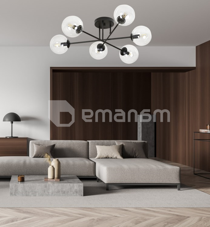 საკიდი EMIBIG Brendi 6B E14 6x MAX 40W შავი გამჭირვალე