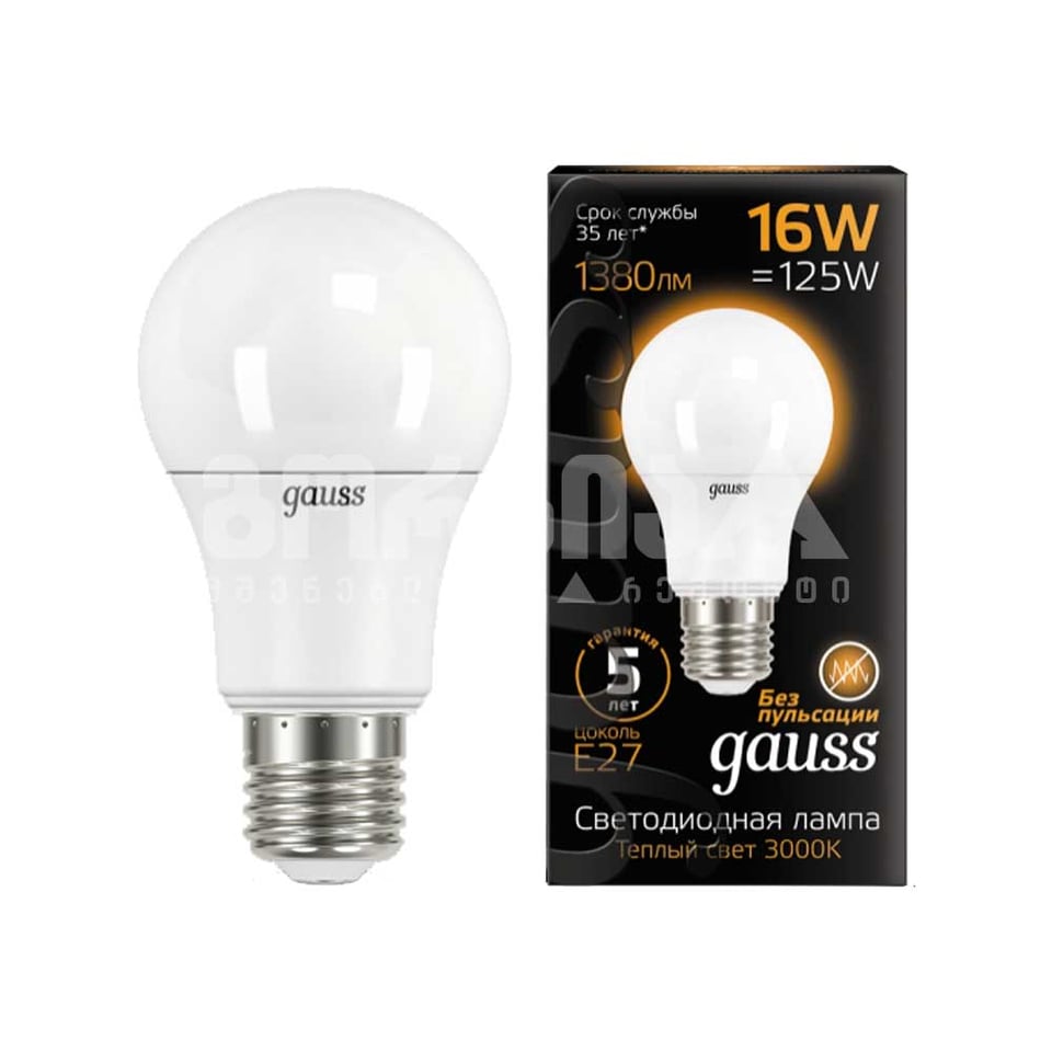 ლედ ნათურა A60 16W E27 3000K - 102502116	