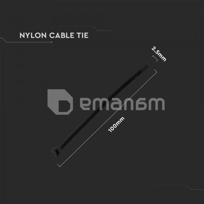 სადენის შესაკრავი V-TAC 2.5 100მმ  100 ც შავი 11160