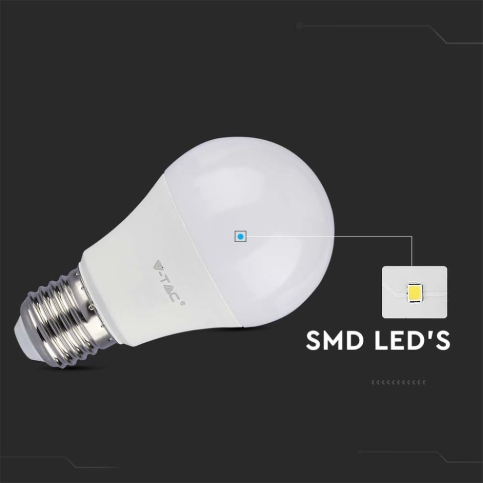 ნათურა LED V-TAC E27 10.5W 217350 A60 3000K