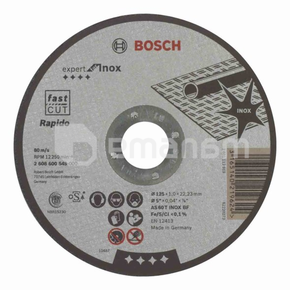 საჭრელი დისკი Bosch Expert for Inox 125x1x22.23 მმ