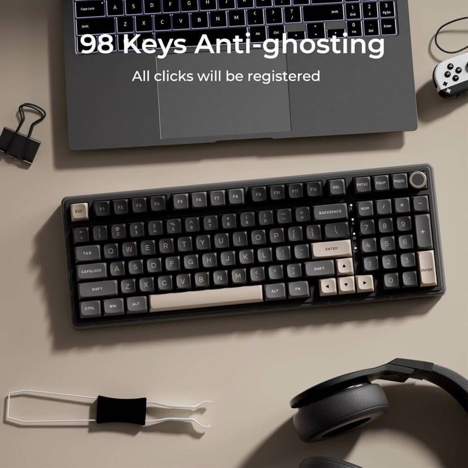 კლავიატურა Royal Kludge RKR98PRO-PT-XW RGB Mechanical Keyboard, Beige Switch, Hot Swappable, Wired, Phantom
