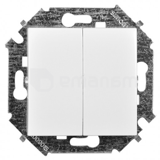 ჩამრთველი გამავალი ჩარჩოს გარეშე Simon 15 1591397-030 2 კლავიშიანი თეთრი