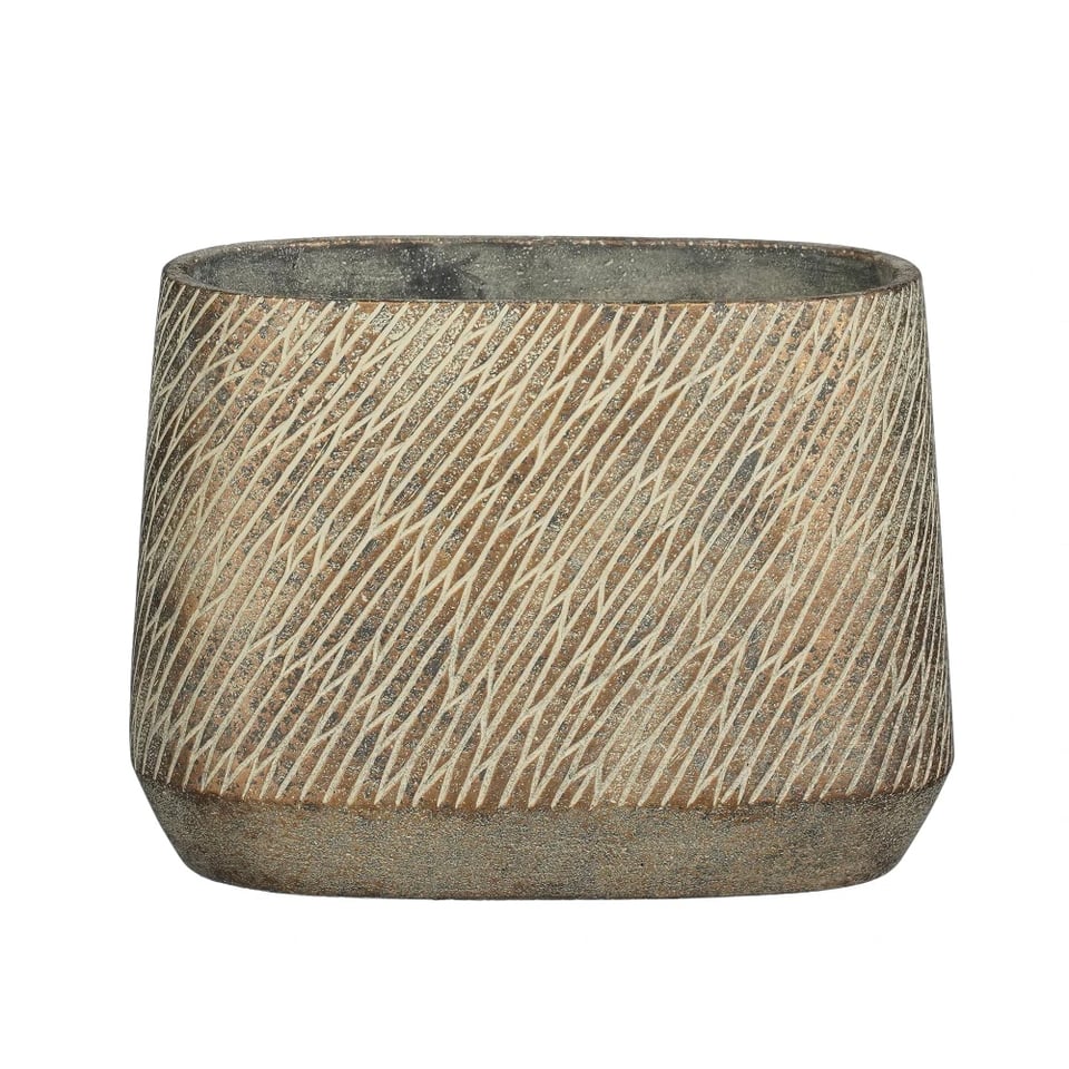 ქოთანი კერამიკული Camino pot oval d. brown - l28xw16xh21cm