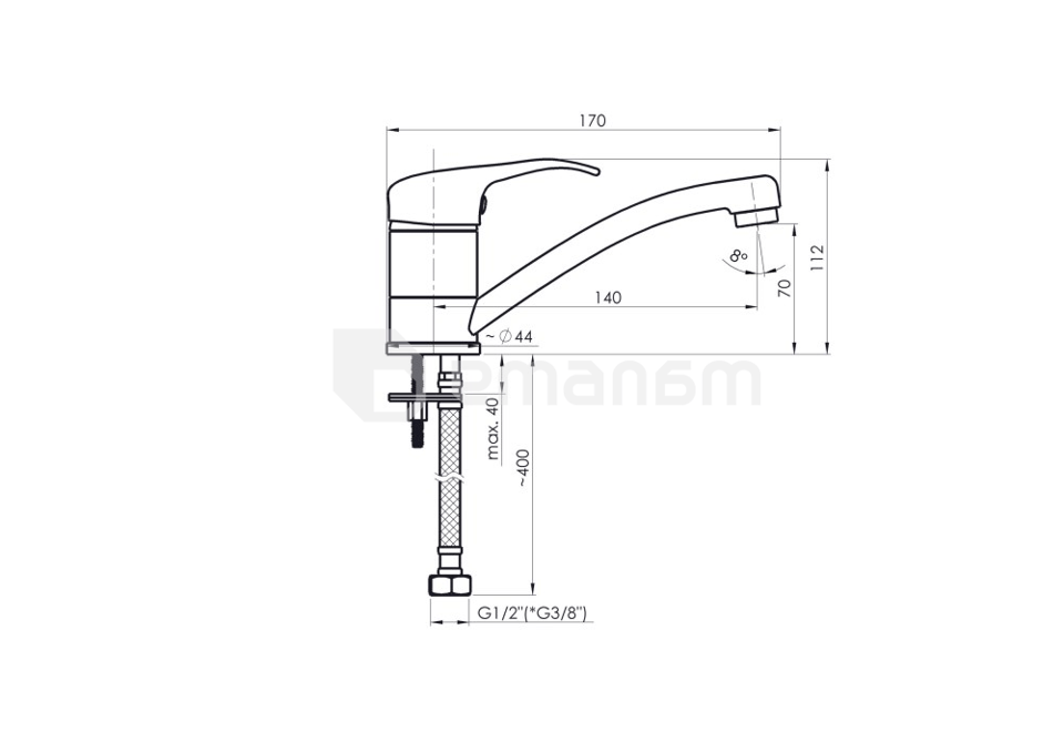 ხელსაბანის ონკანი Rubineta Optima 19 chrome