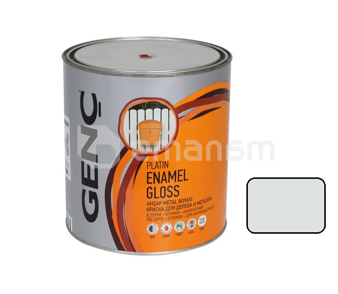 საღებავი ხის და ლითონის Genc Synthetic glossy paint Silver 7400 ვერცხლისფერი 2,5 ლ