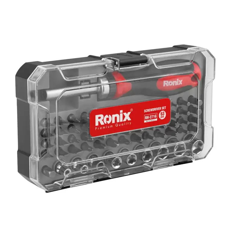 სახრახნისების და თავაკების ნაკრები Ronix RH-2716, 64ც