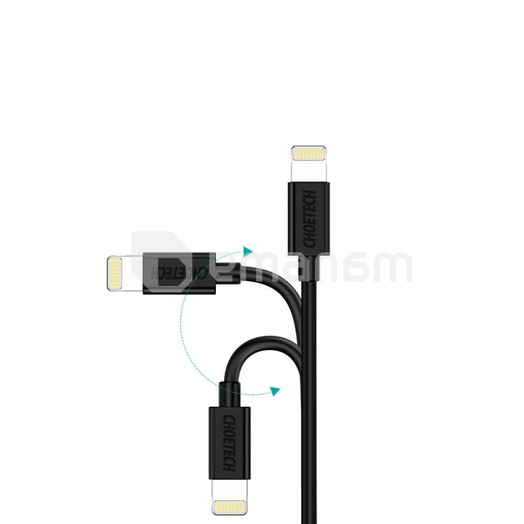 კაბელი USB Choetech USB lightning MFI შავი 1.8 მ