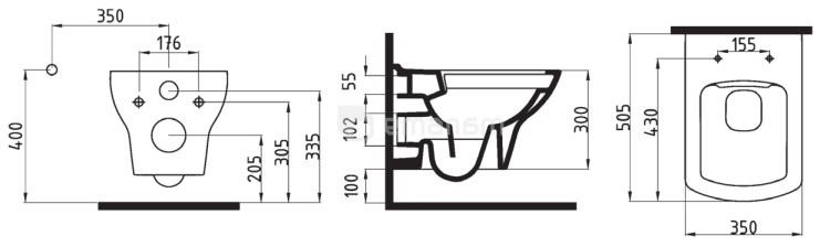 უნიტაზი დასაკიდი Bien Dor White 50 დასაჯდომით Salvo White DRKA050N2VP0W5000/SVMP11W5W50B0