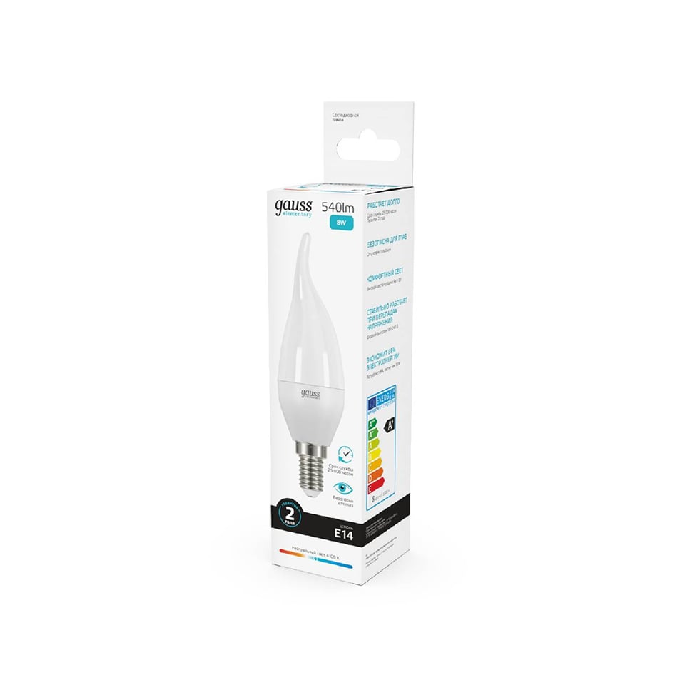 ლედ ნათურა Candle taiლედ  E14 8W 4100K gauss el - 34128
