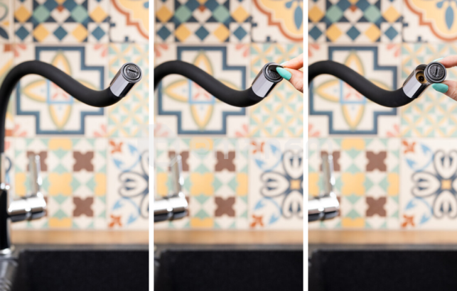 სამზარეულოს ონკანი KFA Rumba Flexy შავი