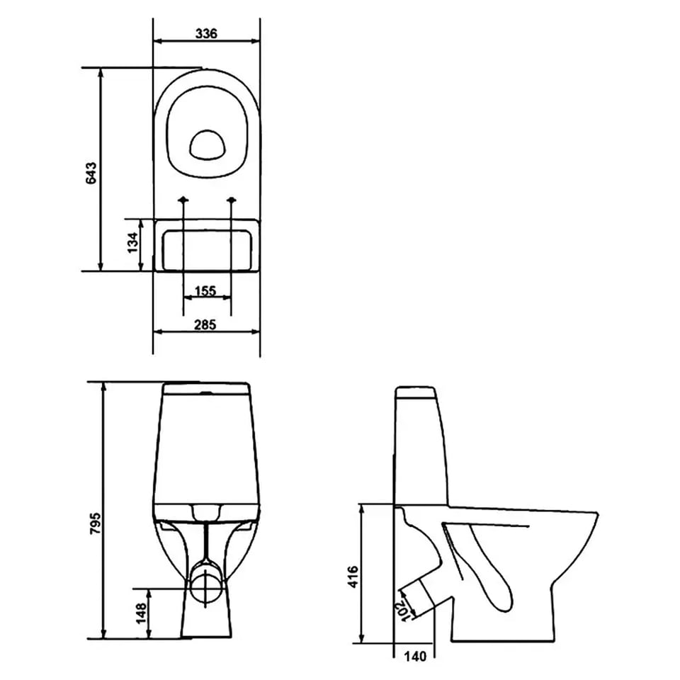 უნიტაზი-კომპაქტი Cersanit MERIDA 031 3/6 დუროპლასტის თავსაფრით