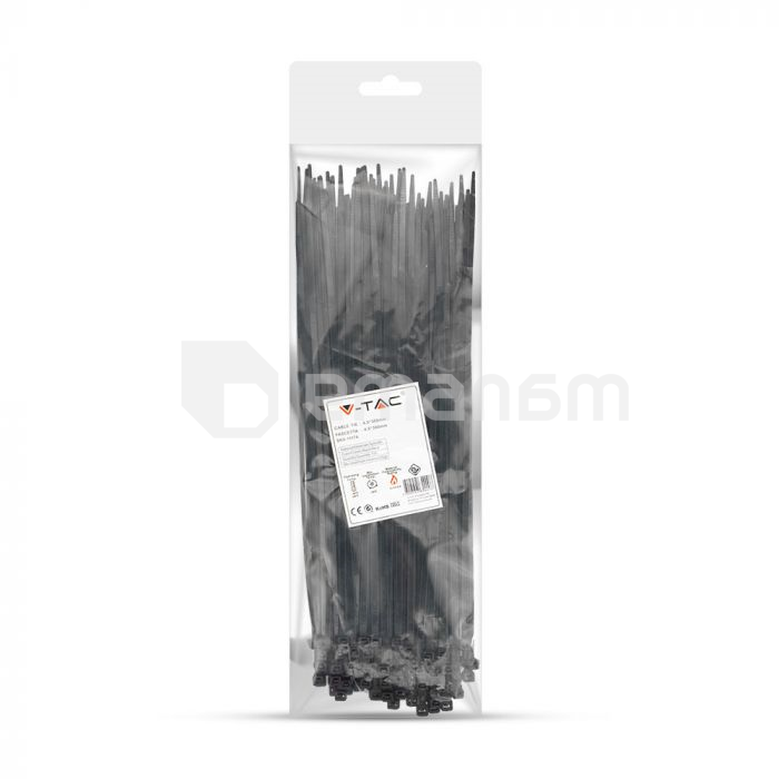 სადენის შესაკრავი V-TAC 4.5 300მმ 100ც  შავი 11174