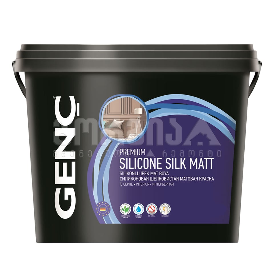 საღებავი ინტერ.სილიკონით ნახ.გლუვი "SILICONE SILK MATT"7,5ლტ