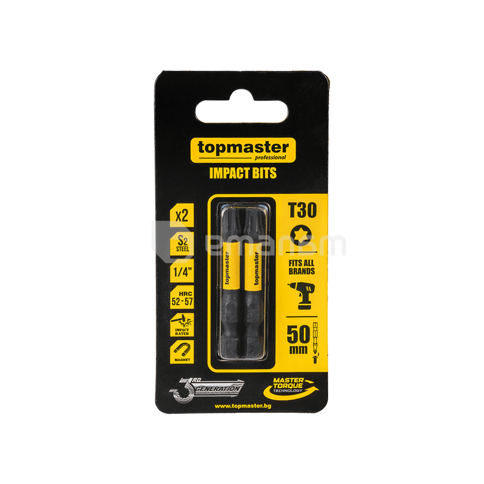 ბიტა დარტყმითი TOPMASTER 338740 TX30 50 მმ  2 ც