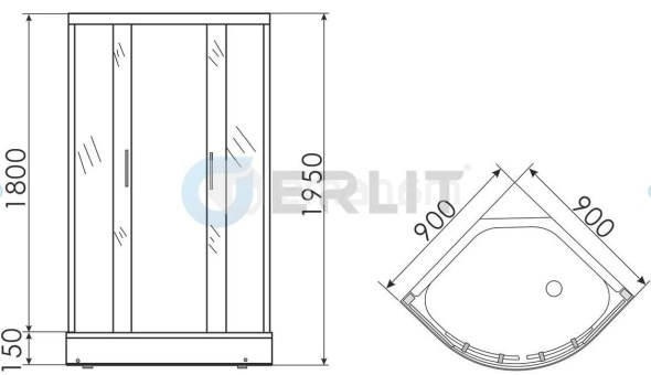 საშხაპე კაბინა Erlit ER0509-C4 90x90x195 cm
