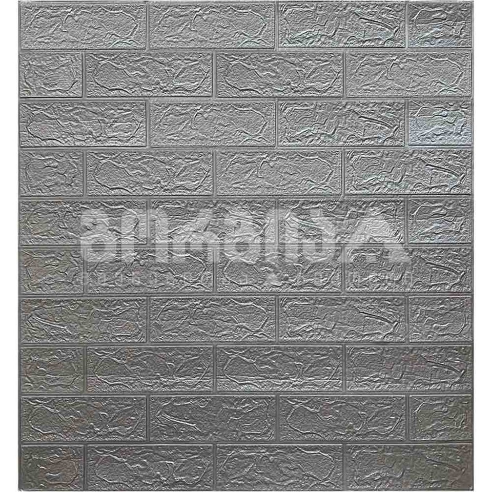 დეკორატიული პანელი თვითწებვადი, ვერცხლისფერი აგური 70სმ*77სმ