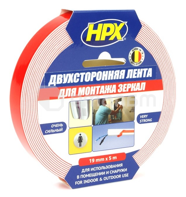 ლენტი სამონტაჟო სარკეებისთვის ორმხრივი HPX DS1905 19 მმ 5 მ თეთრი