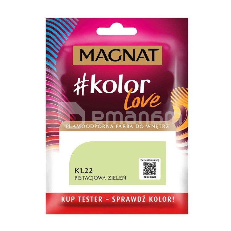 საღებავი-ტესტი ინტერიერის Magnat Kolor Love 25 მლ KL22 ფისტისფერი მწვანე