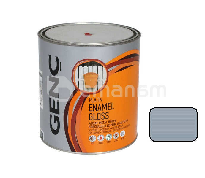 საღებავი ხის და ლითონის Genc Synthetic glossy paint Silver 7100 ლითონისებრი ნაცრისფერი 750 მლ