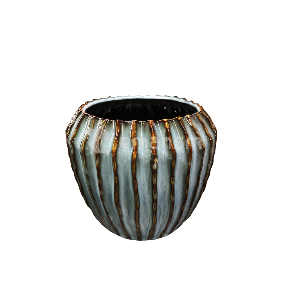 ქოთანი კერამიკული Mega Collections Ide Rib Cone Pot Ice D21H18