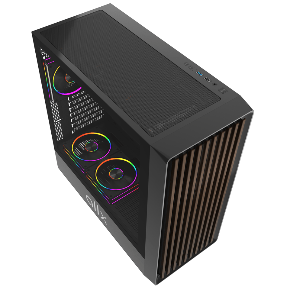 ქეისი ALLX AX-G2147, Computer Case, EATX, ATX, MATX, ITX, USB 3.0, USB, HD Audio, Black/Brown