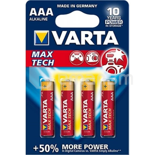 ელემენტი VARTA Alkaline Max Tech AAA 1.5 V 4 ც