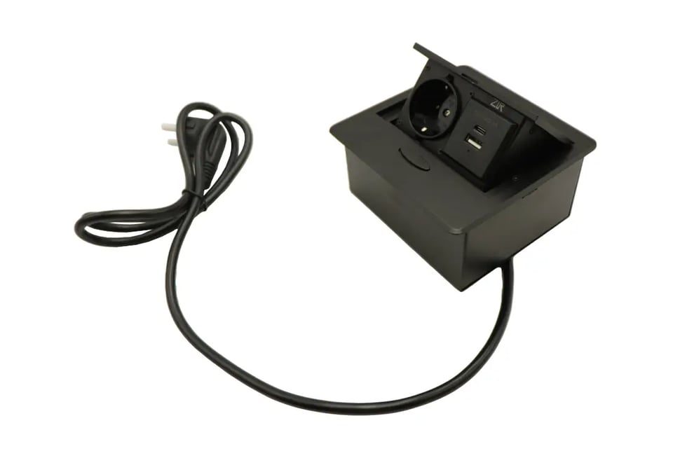 სოკე1039 - სოკეტი მექანიკური 1 როზეტი + 1 უსბ. + 1 A+C. ზლრ BD300-6 შავი