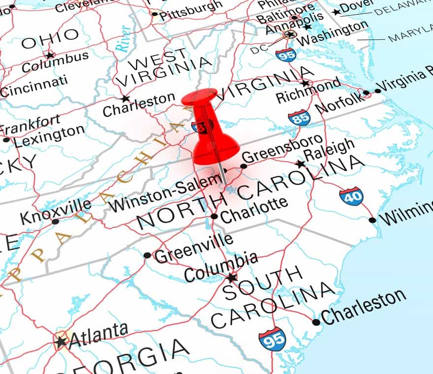 Map of North Carolina, where we serve local businesses statewide